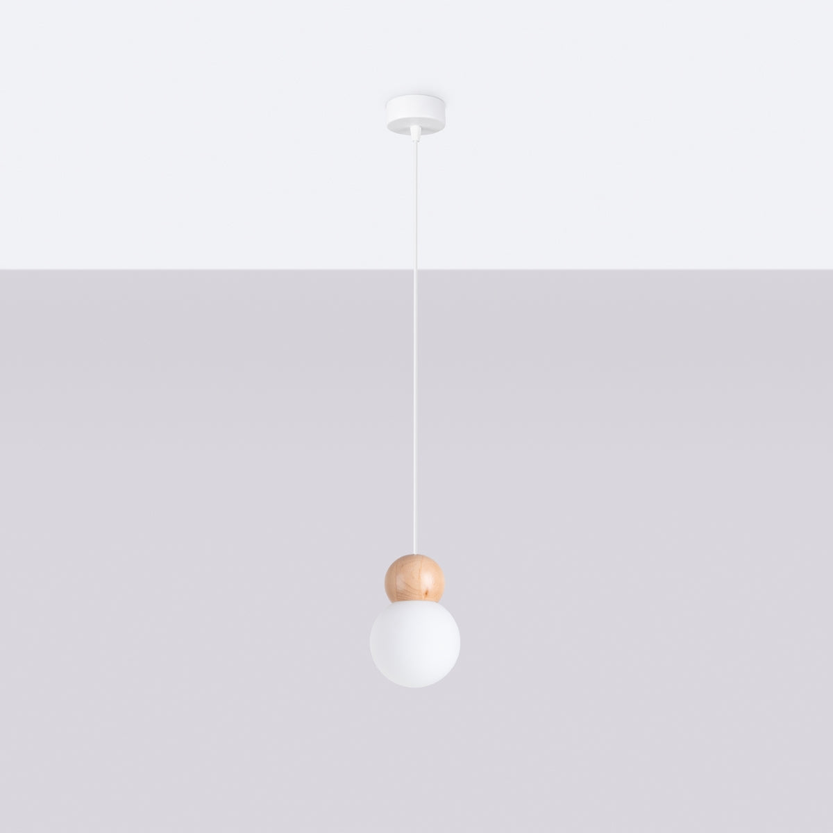 Hanglamp PEKKA 1 wit/natuurlijk hout