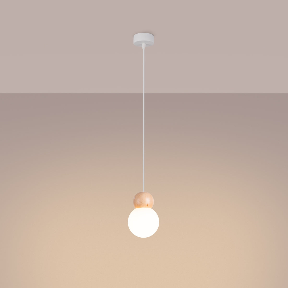 Hanglamp PEKKA 1 wit/natuurlijk hout