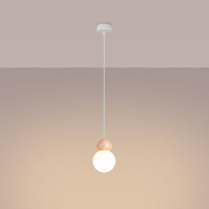 Hanglamp PEKKA 1 wit/natuurlijk hout