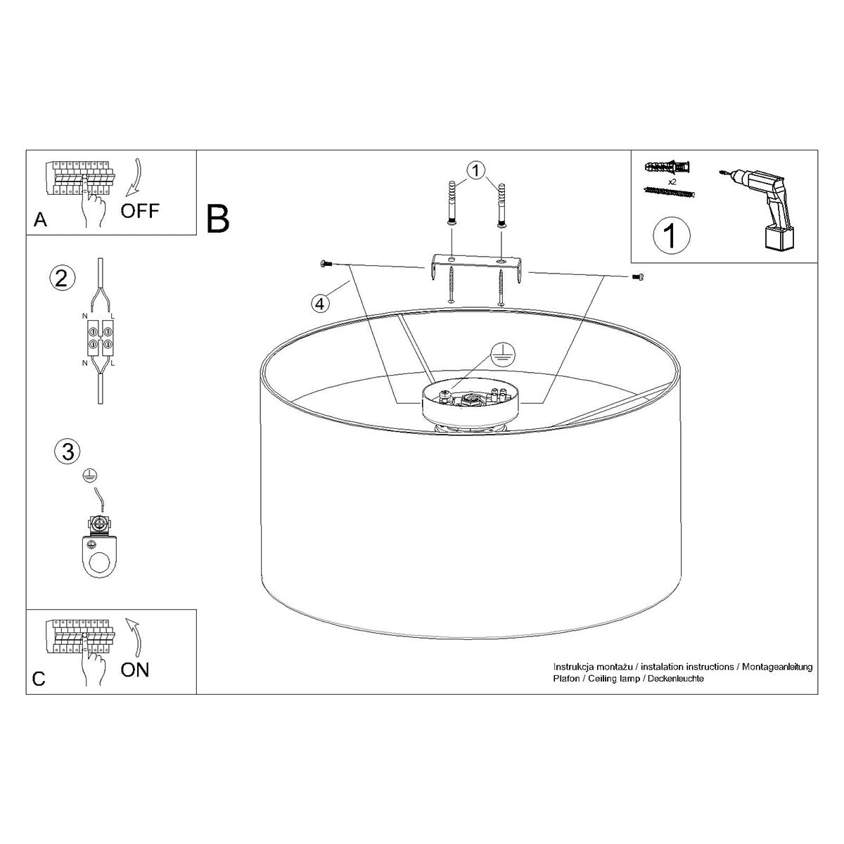 Plafondlamp TELESTO wit/donkerbruin