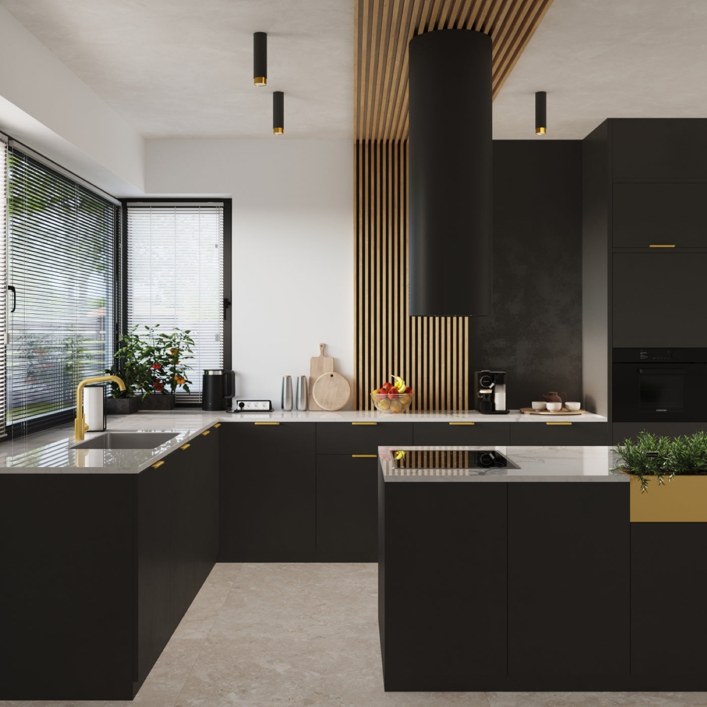 Plafondlamp NERO 22,5 zwart/goud