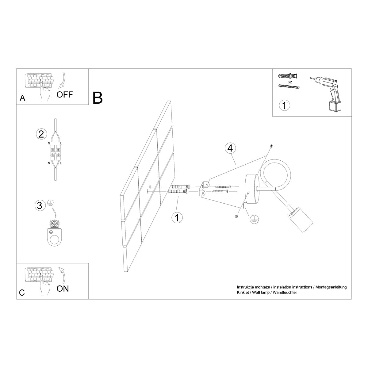 Wandlamp LOOP zwart