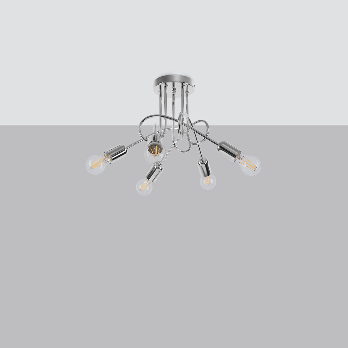 Industriële chrome Kroonluchter LOOP 5