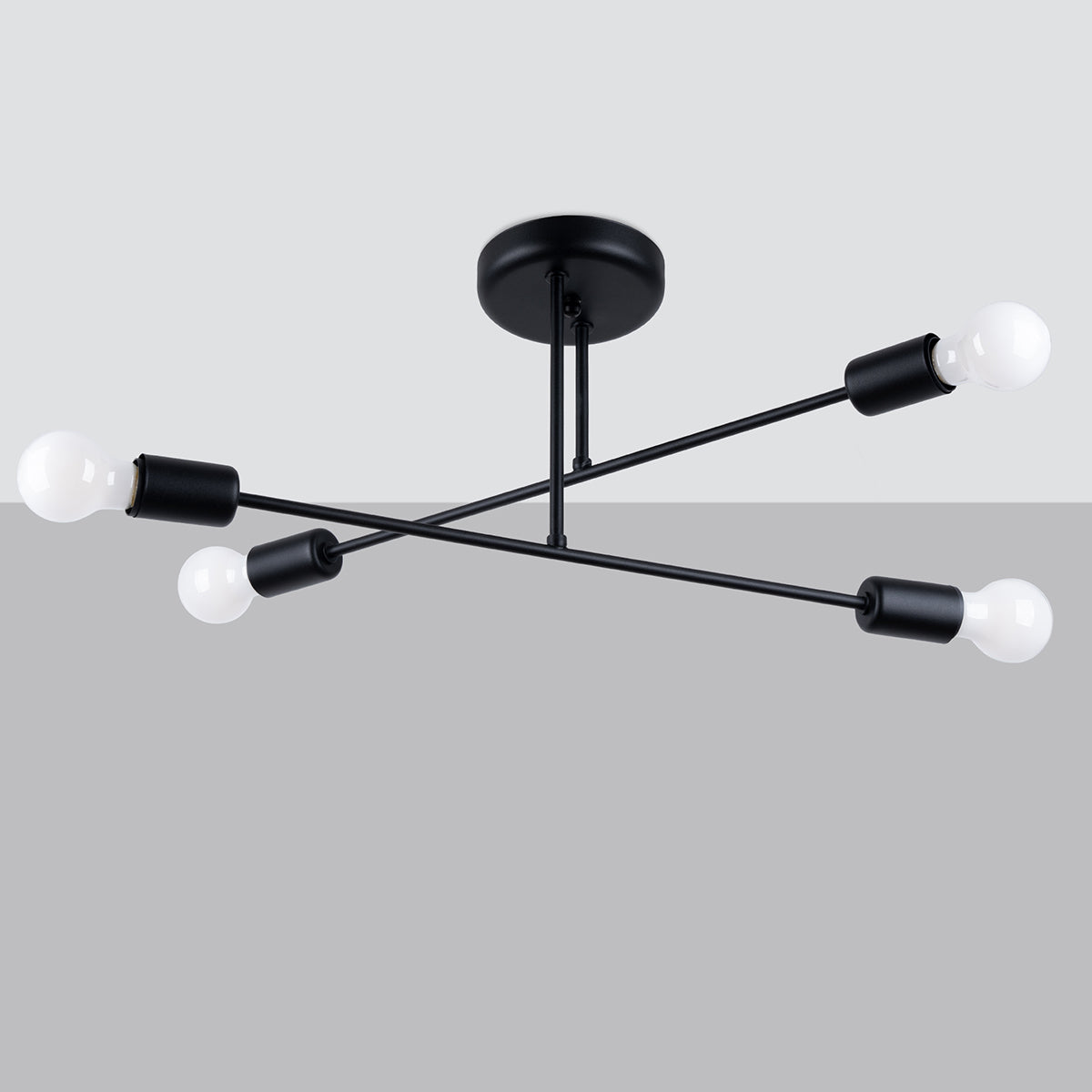 Minimalistische zwarte Kroonluchter NORAH 4
