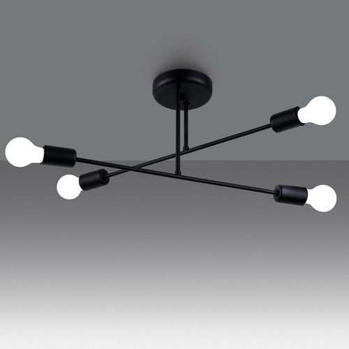 Minimalistische zwarte Kroonluchter NORAH 4