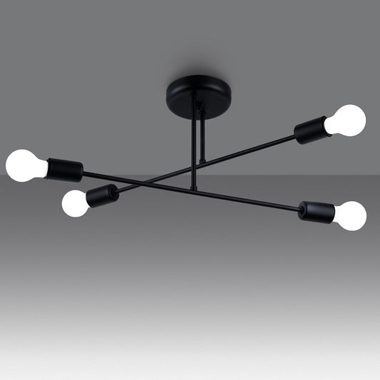 Minimalistische zwarte Kroonluchter NORAH 4