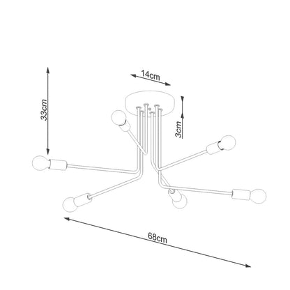Minimalistische zwarte Kroonluchter NORAH 6
