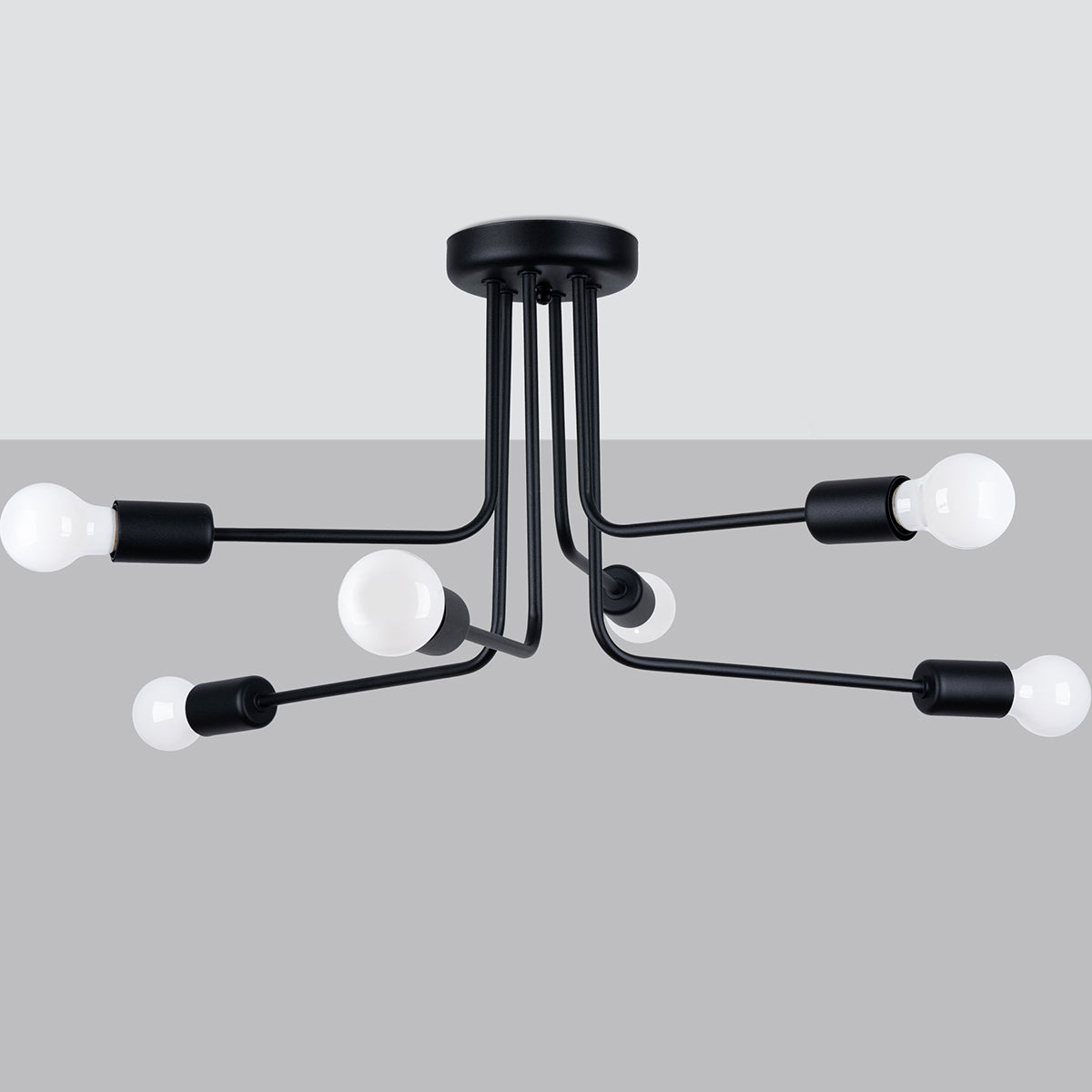 Minimalistische zwarte Kroonluchter NORAH 6