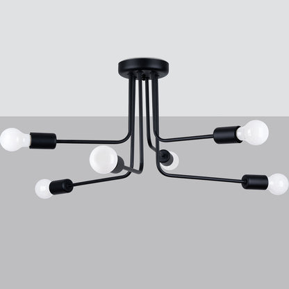 Minimalistische zwarte Kroonluchter NORAH 6