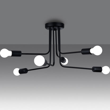 Minimalistische zwarte Kroonluchter NORAH 6