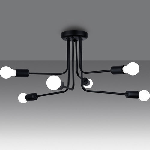 Minimalistische zwarte Kroonluchter NORAH 6