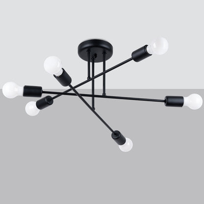 Minimalistische zwarte Kroonluchter NORAH 6R