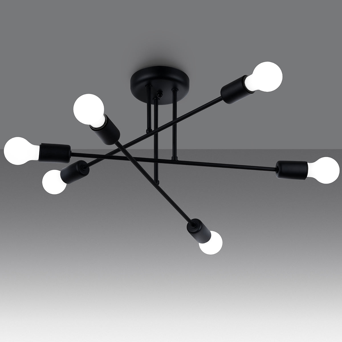 Minimalistische zwarte Kroonluchter NORAH 6R
