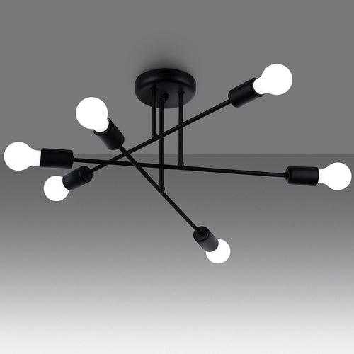 Minimalistische zwarte Kroonluchter NORAH 6R