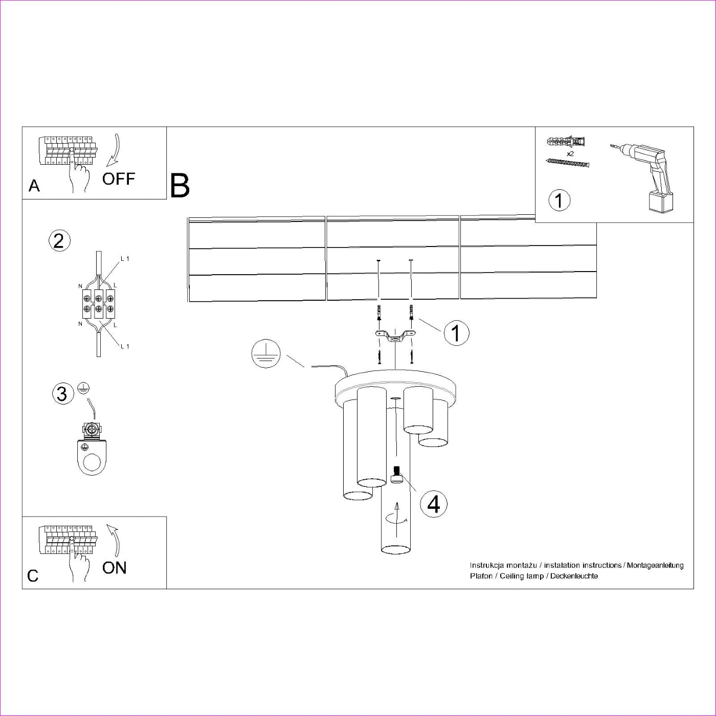Eenvoudige Plafondlamp LAGOS 5P wit