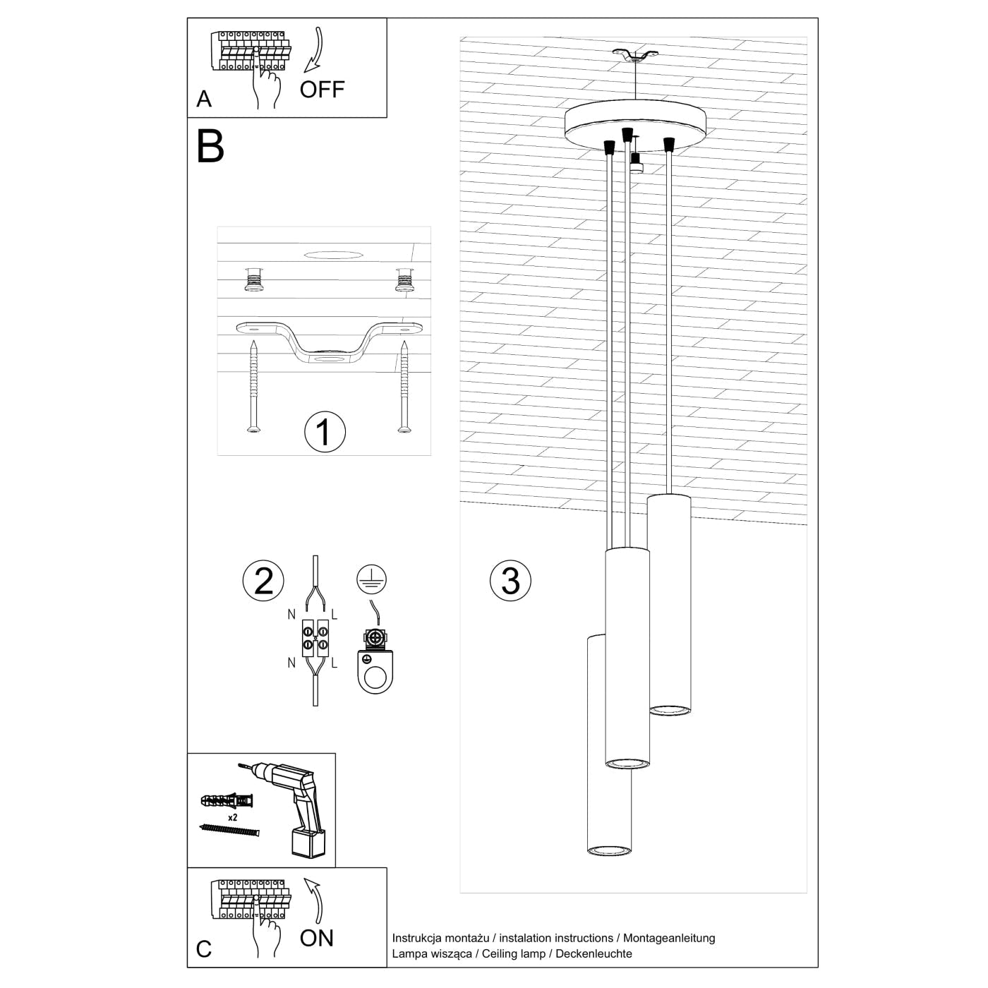 Hanglamp LAGOS 3P beige