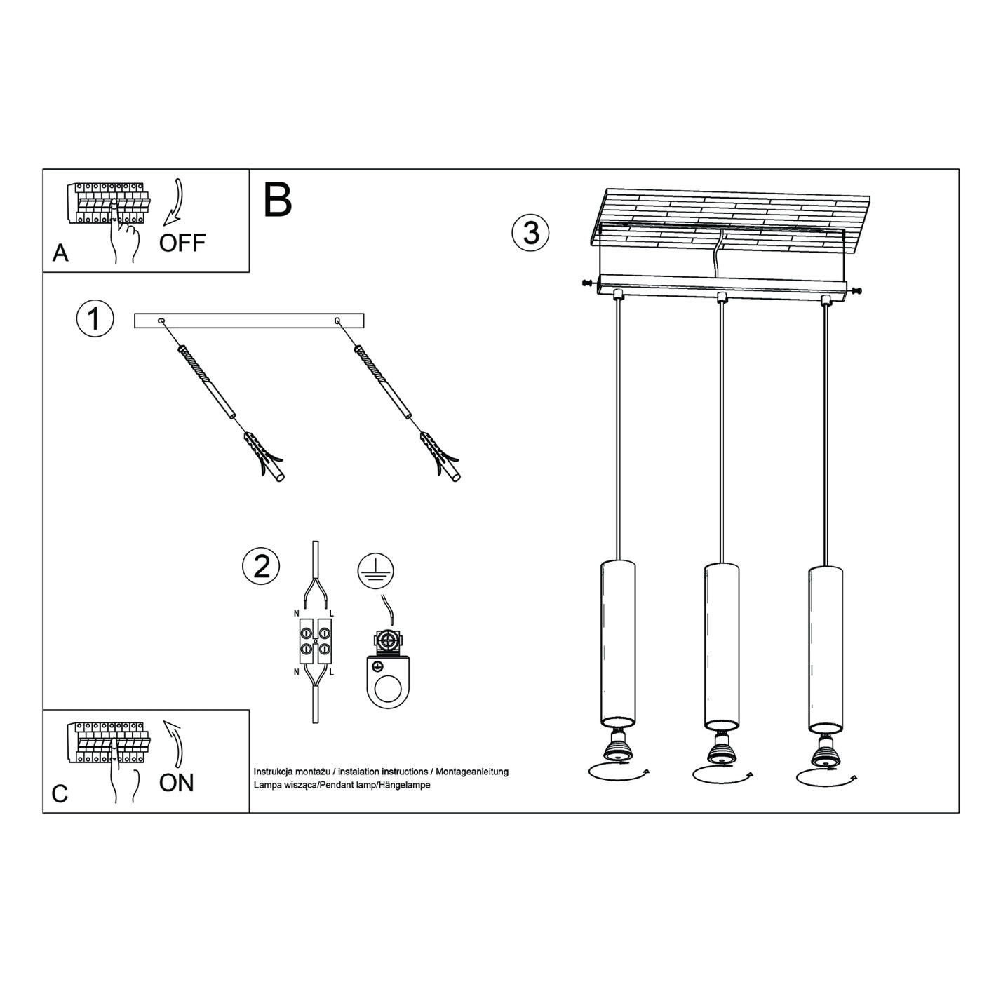 Hanglamp LAGOS 3L olijfgroen