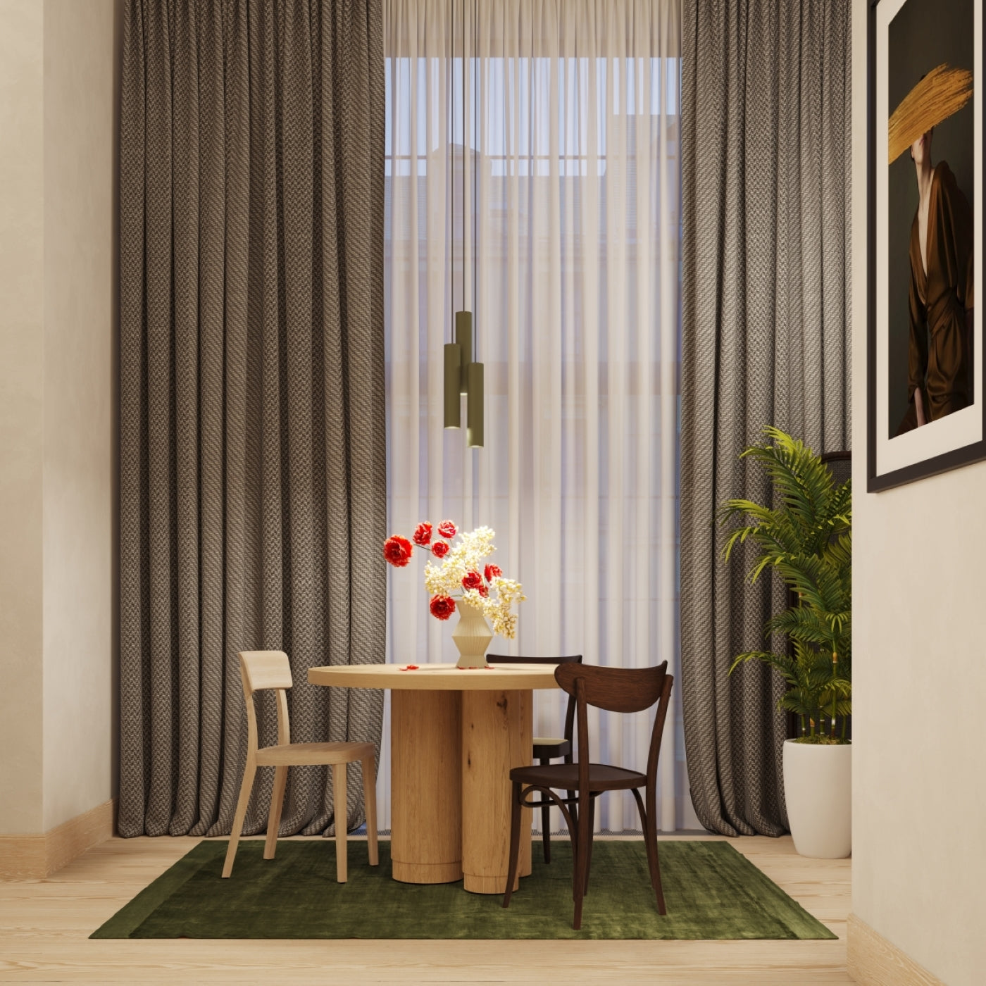 Hanglamp LAGOS 3L olijfgroen