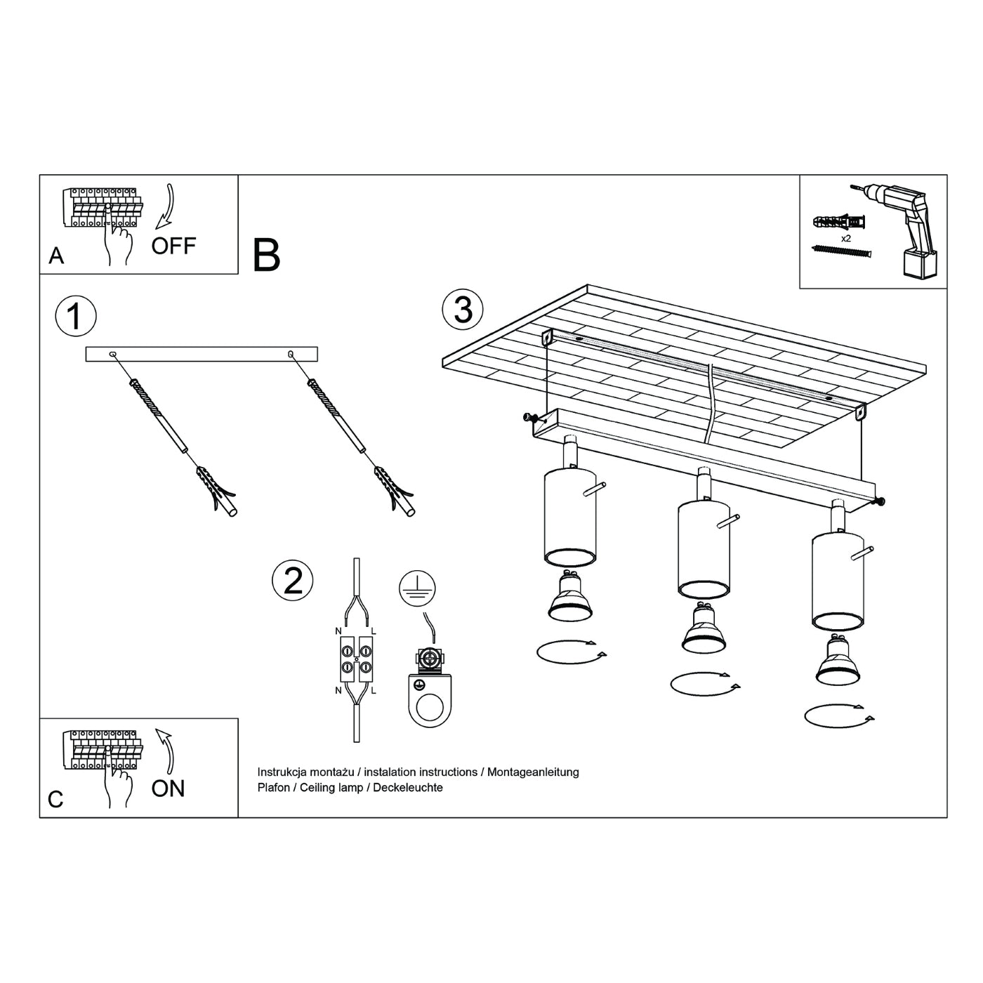 Plafondlamp RING 3L olijfgroen