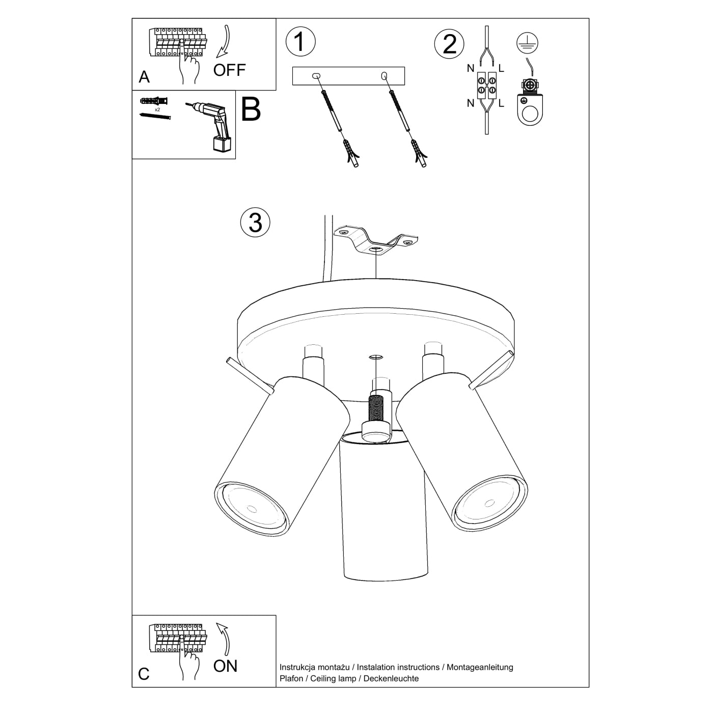 Plafondlamp RING 3P rood ochra