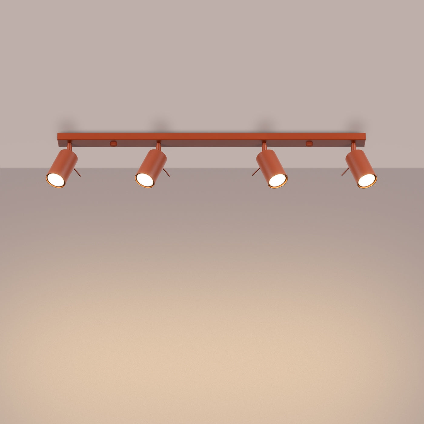 Plafondlamp RING 4L rood ochra