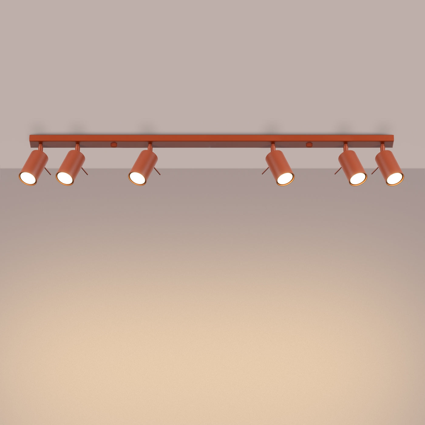 Plafondlamp RING 6L rood ochra