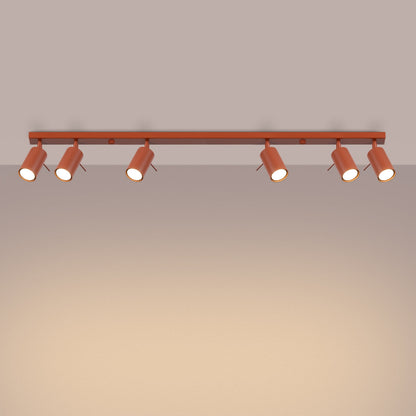 Plafondlamp RING 6L rood ochra