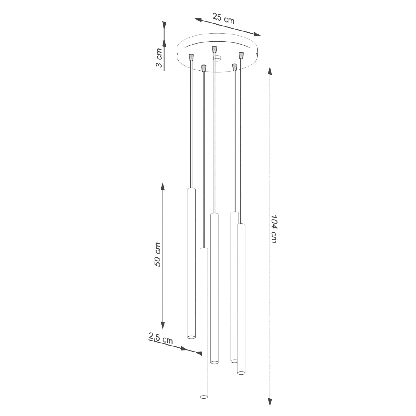 Hanglamp PASTELO 5P olijfgroen