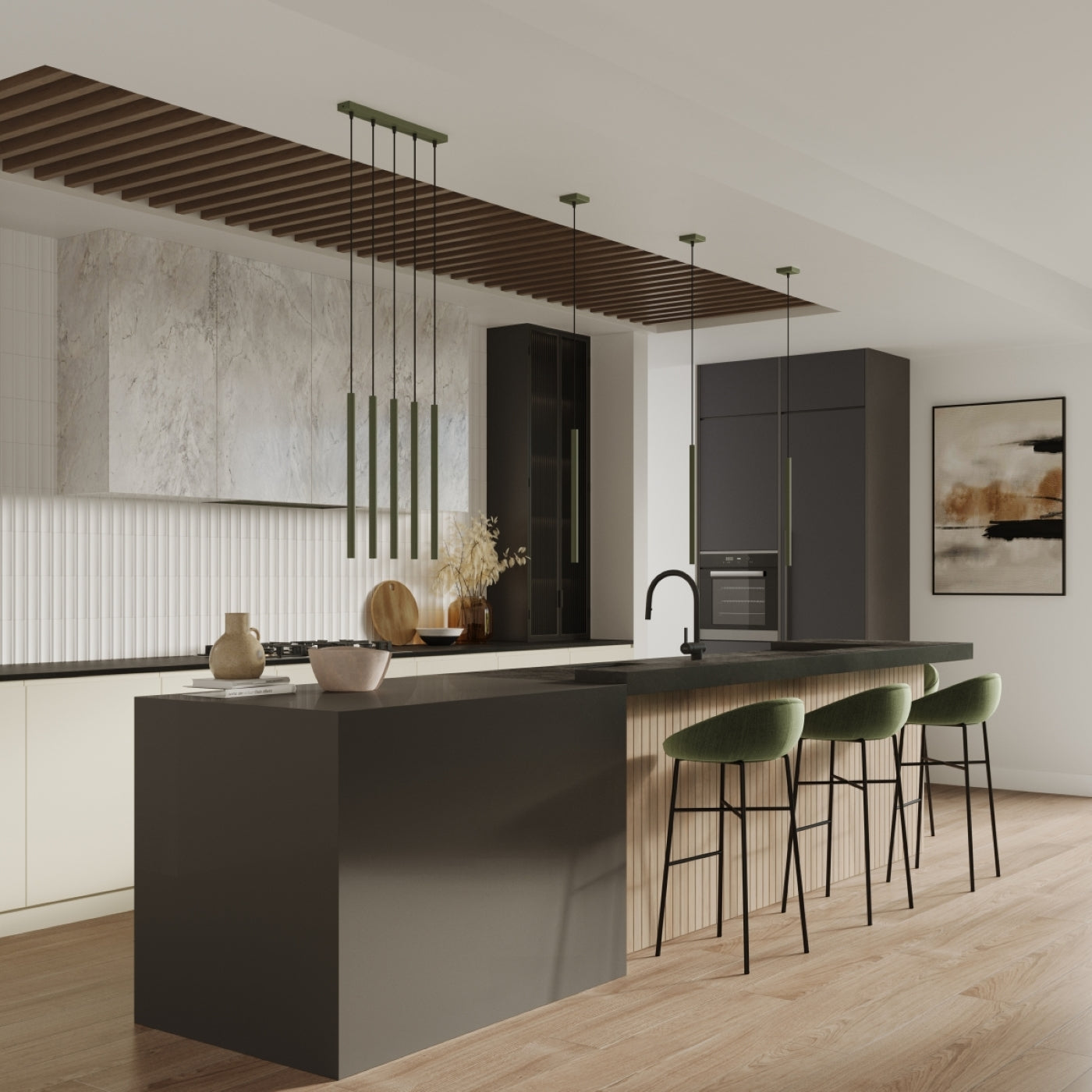 Hanglamp PASTELO 5P olijfgroen
