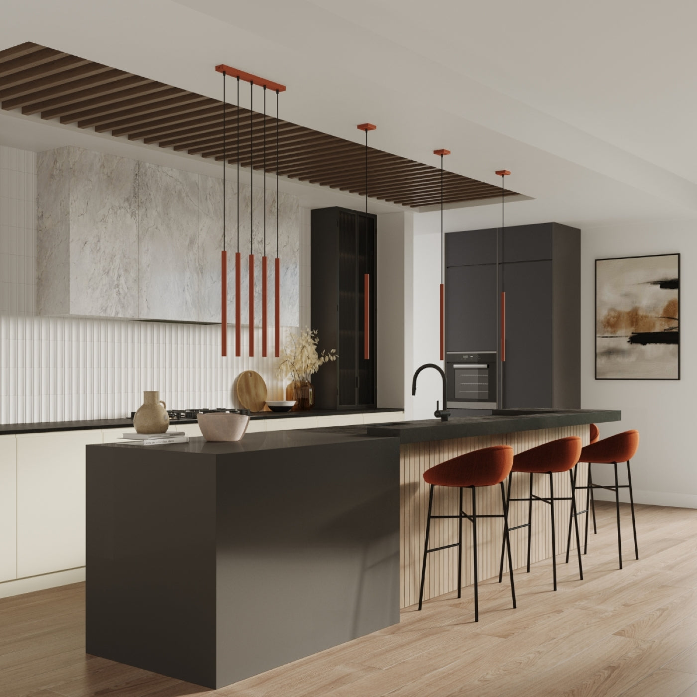 Hanglamp PASTELO 3P rood oker