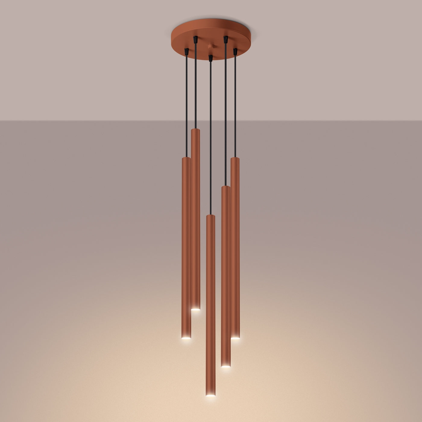 Hanglamp PASTELO 5P rood oker