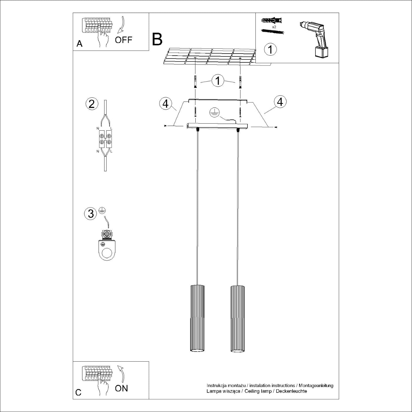 Hanglamp KARBON 2 olijfgroen