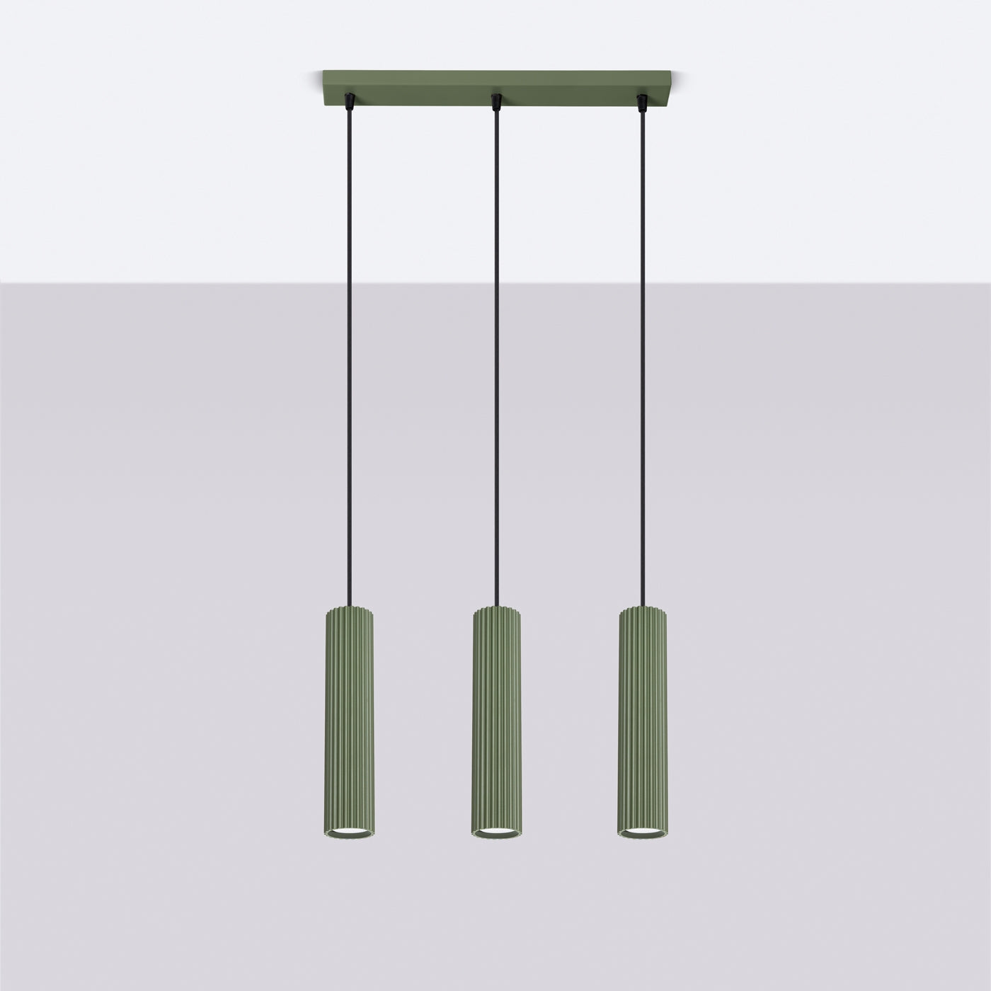 Hanglamp KARBON 3L olijfgroen