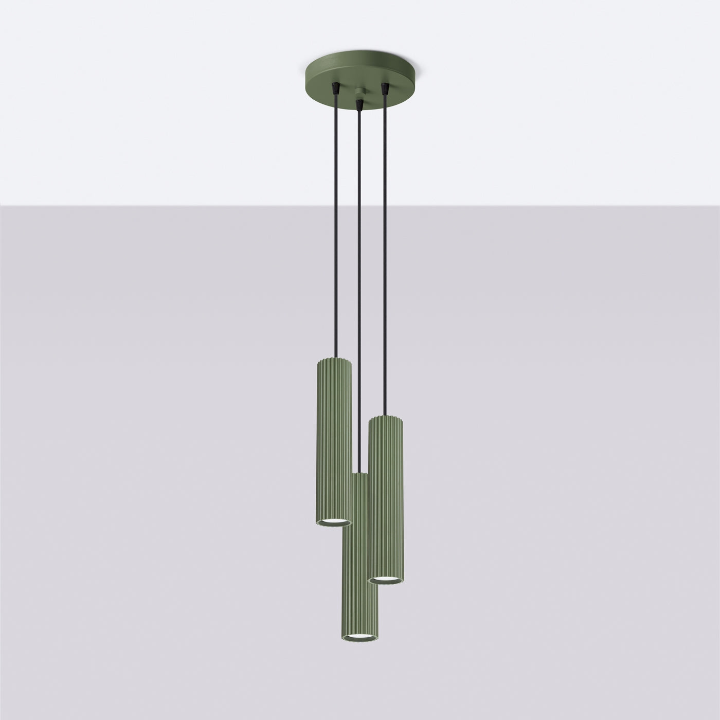 Hanglamp KARBON 3P olijfgroen