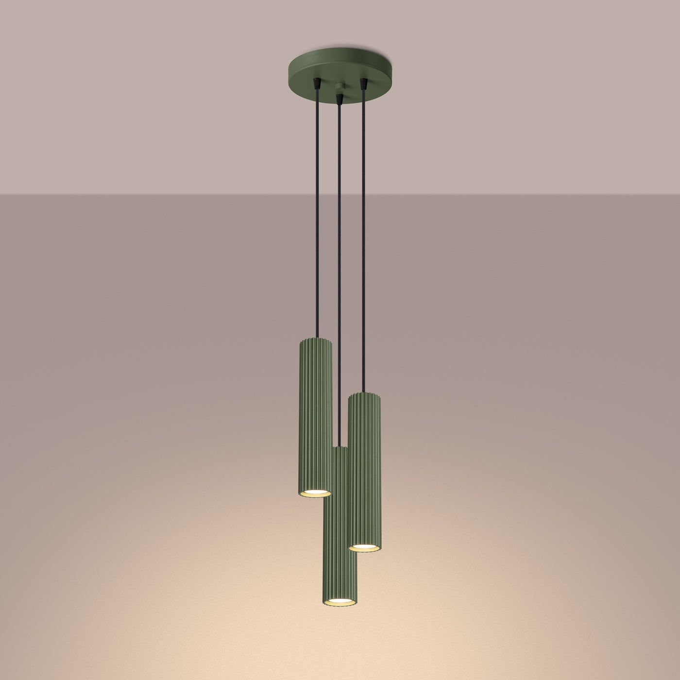Hanglamp KARBON 3P olijfgroen
