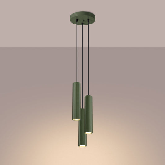 Hanglamp KARBON 3P olijfgroen