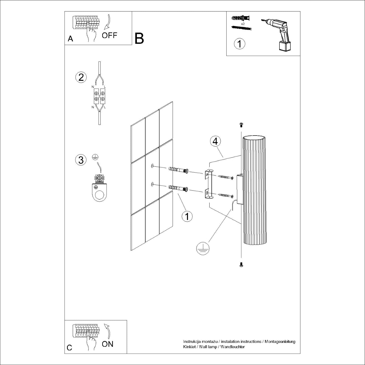 Wandlamp KARBON 30 olijfgroen