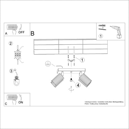 Plafondlamp KARBON 4 olijfgroen