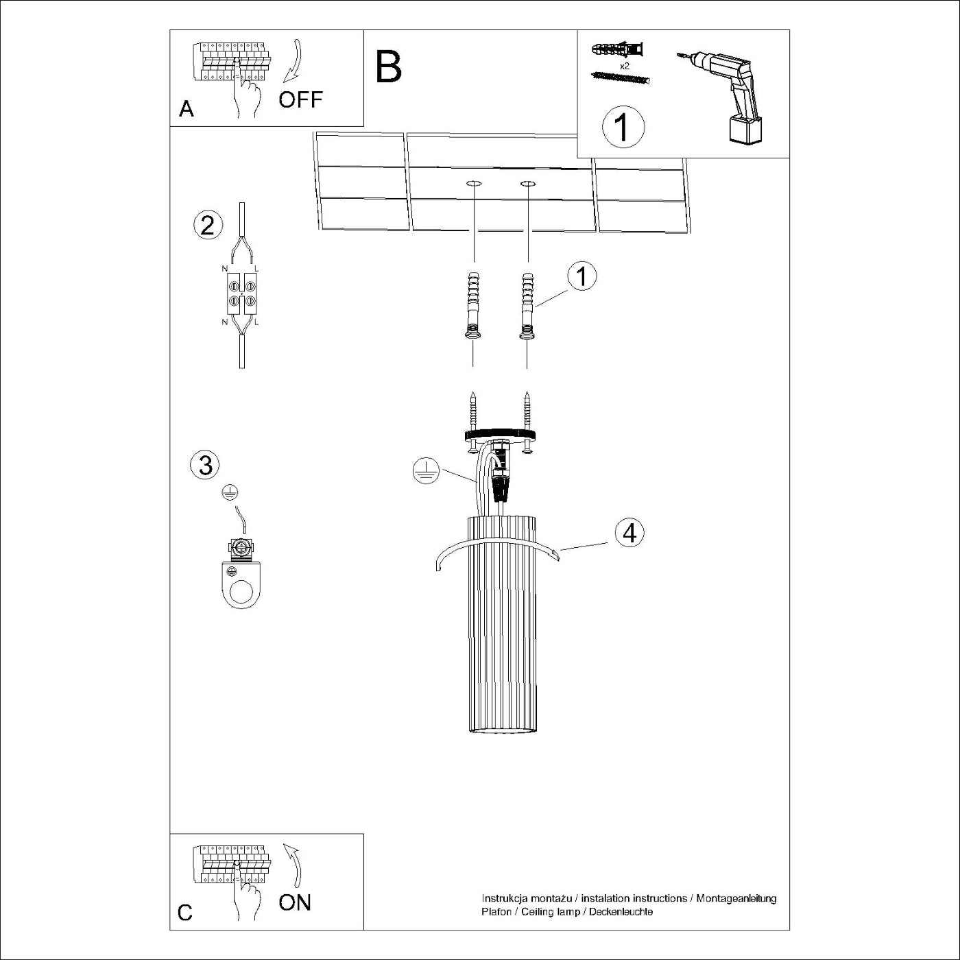 Plafondlamp KARBON 20 rood oker