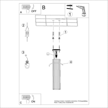 Plafondlamp KARBON 30 rood oker