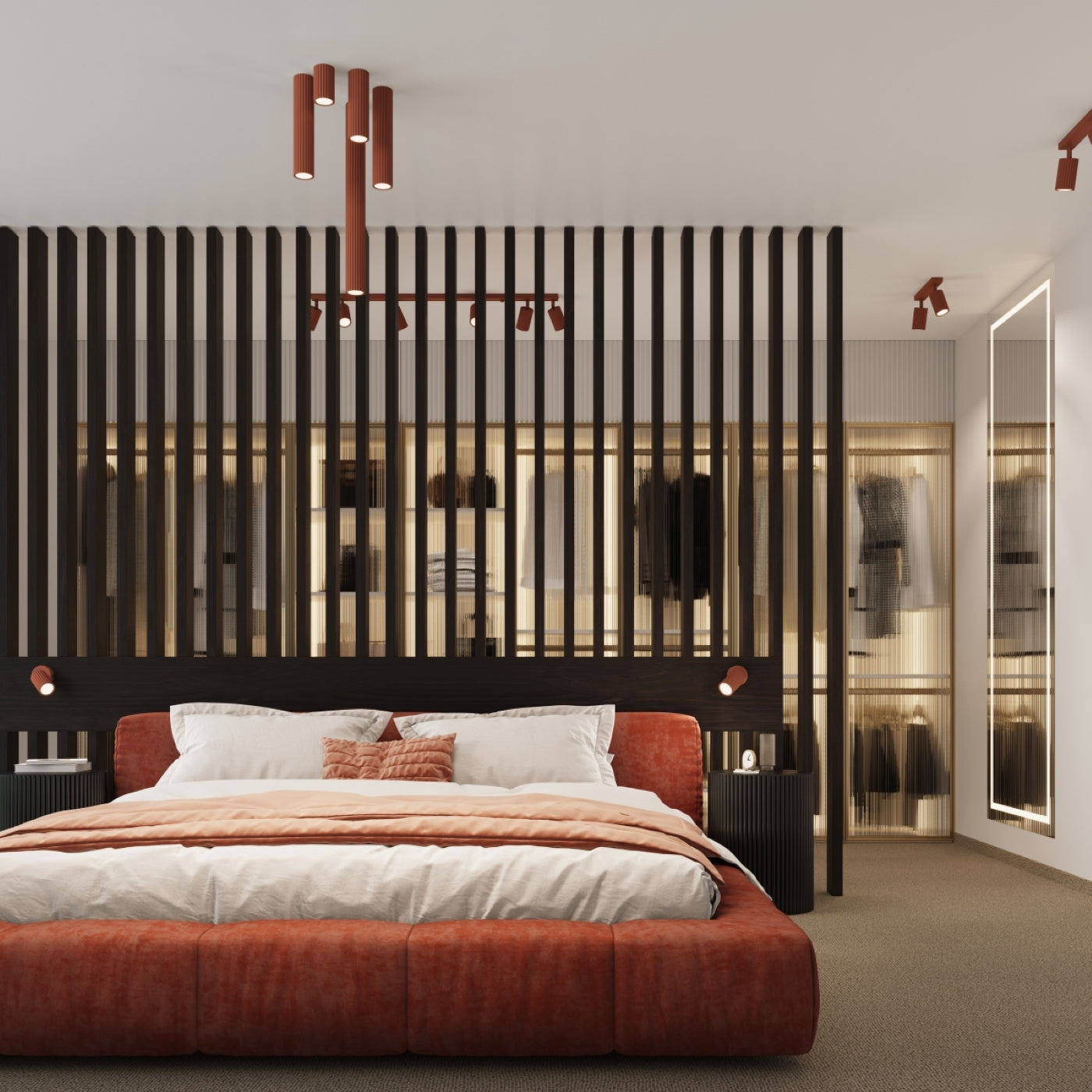 Plafondlamp KARBON 60 rood oker