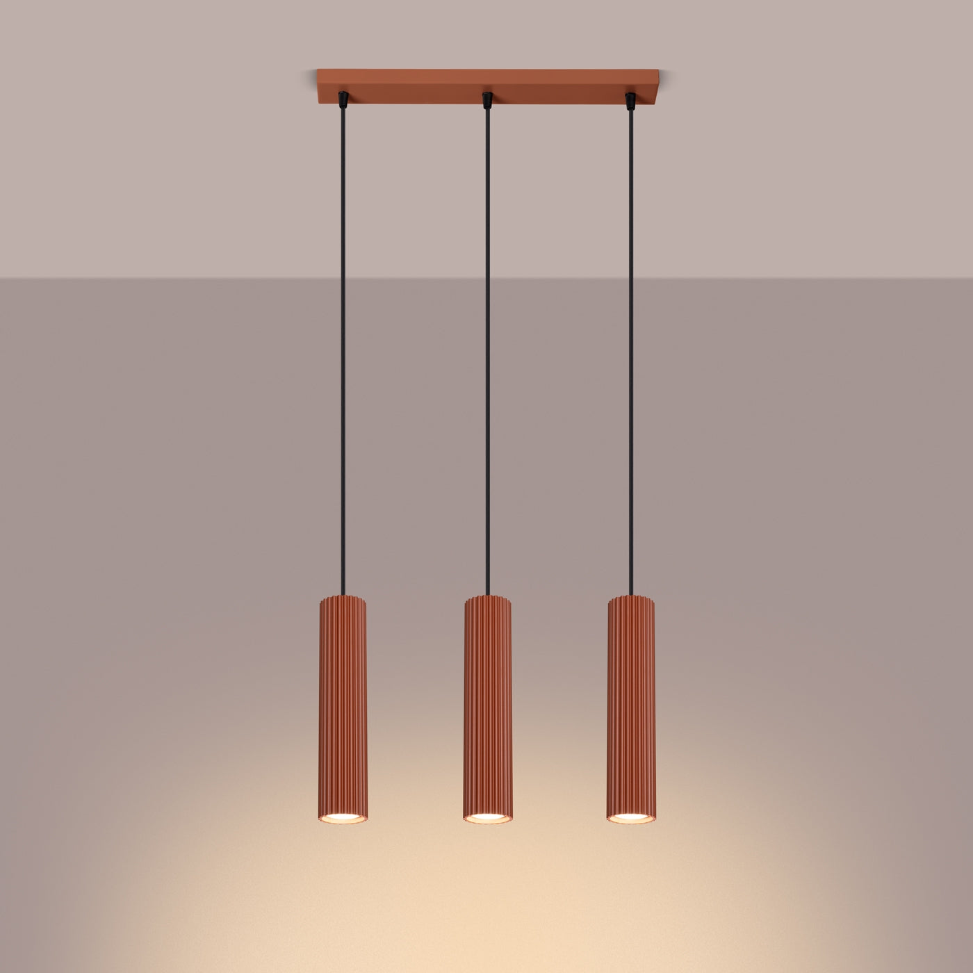 Hanglamp KARBON 3L rood oker