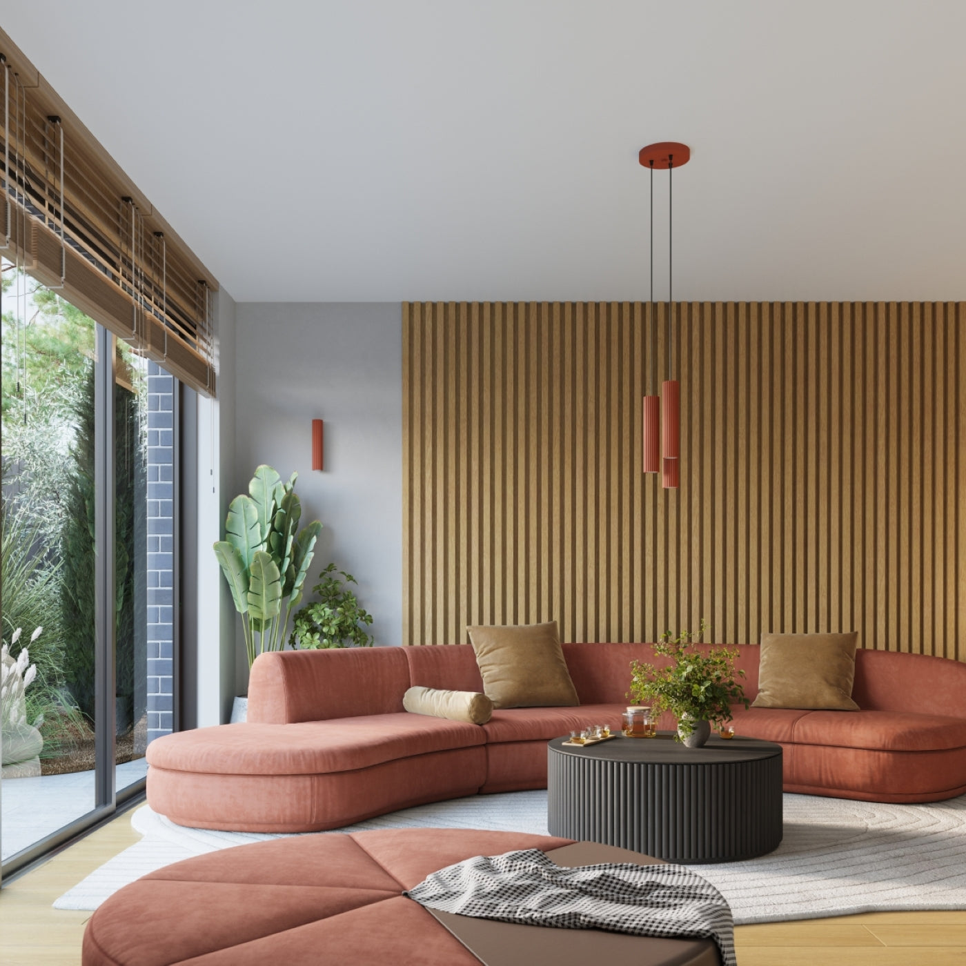 Hanglamp KARBON 3P rood oker