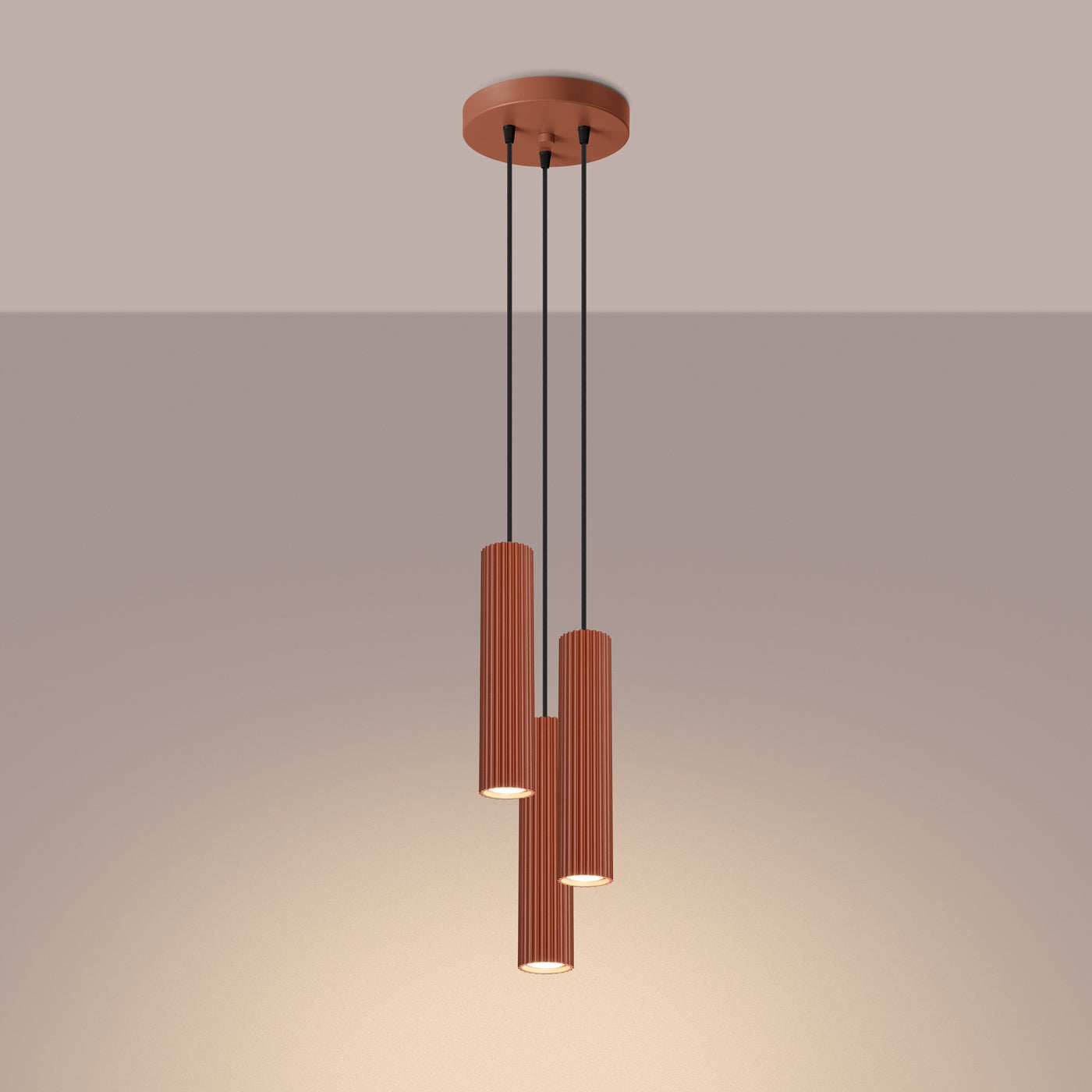 Hanglamp KARBON 3P rood oker