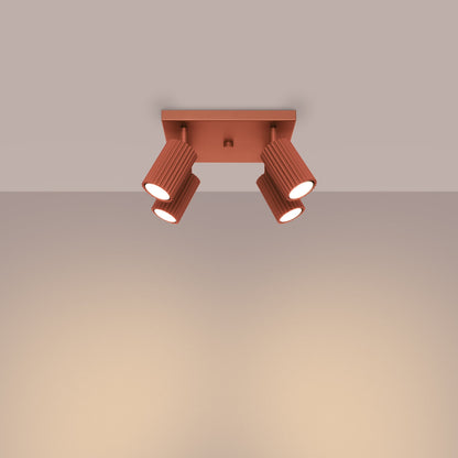 Plafondlamp KARBON 4 rood oker