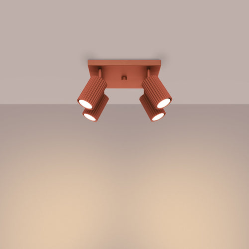 Plafondlamp KARBON 4 rood oker