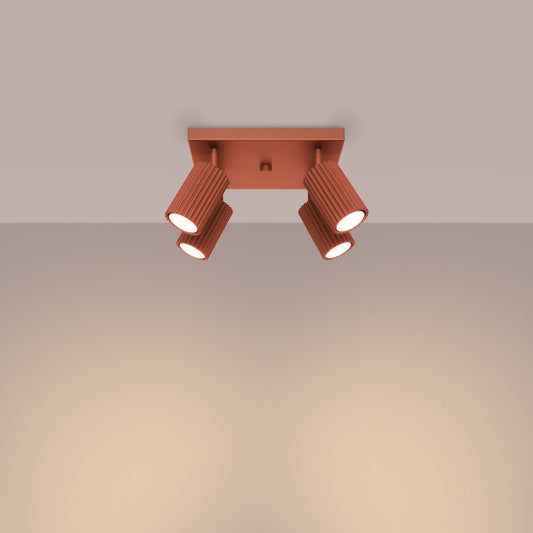 Plafondlamp KARBON 4 rood oker