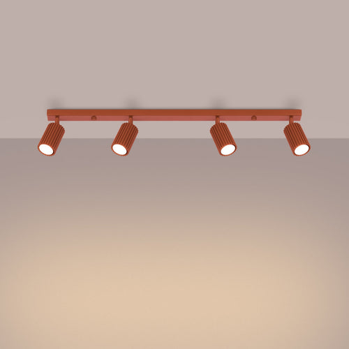 Plafondlamp KARBON 4L rood oker
