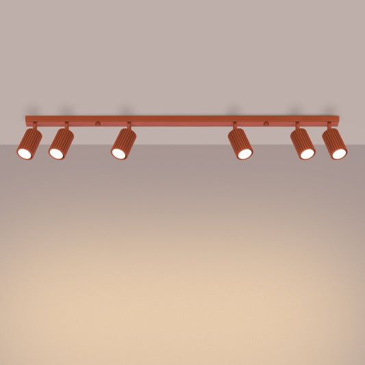Plafondlamp KARBON 6L rood oker