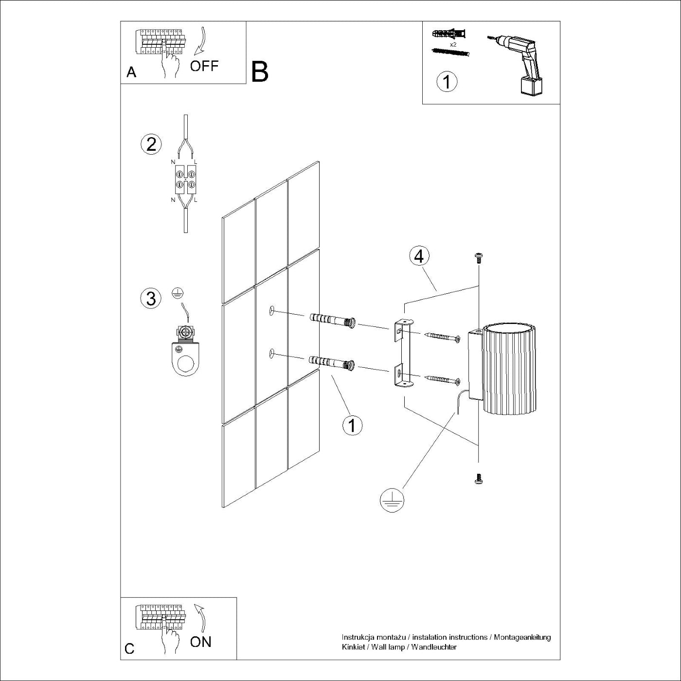 Wandlamp KARBON 10 olijfgroen